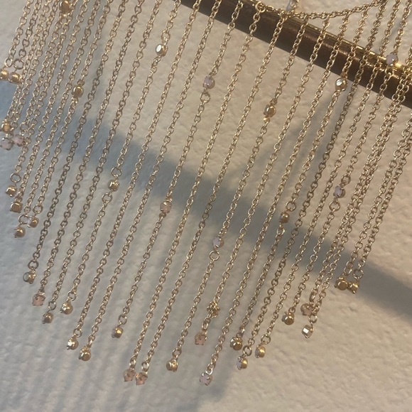 PROM Sale Chain and Rhinestone Necklace Gold Color Whimsigoth 2000’s - Picture 4 of 6